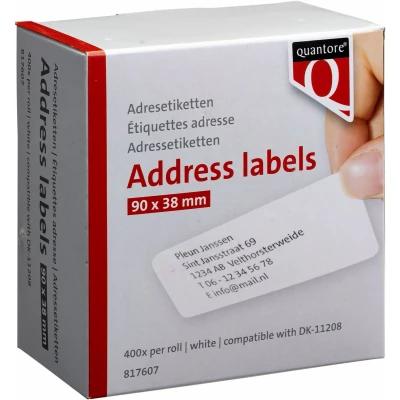 Afbeelding van Labeletiket Quantore DK 11208 38x90mm adres wit