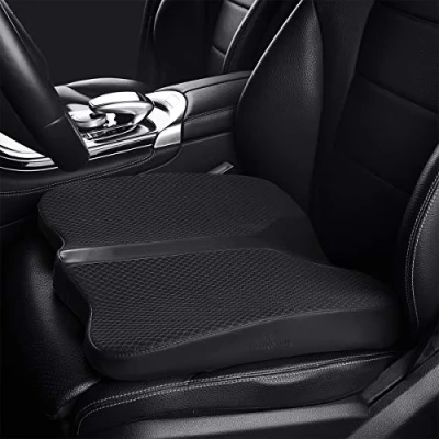 Afbeelding van Autostoelkussen, traagschuim zitkussen, comfortabel en ademend kussen voor auto, thuis, bureaustoelen, rolstoelen (zwart)