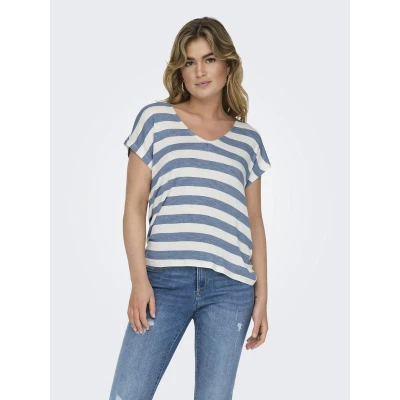 Afbeelding van ONLY Onllira V NECK Tshirt print, Dames, Maat: Small, Infinity/cloud dancer