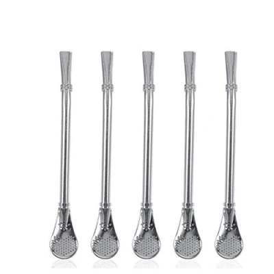 Afbeelding van 5 stuks Yerba Mate roestvrijstalen gefilterde drinklepel theestro 15,7 cm