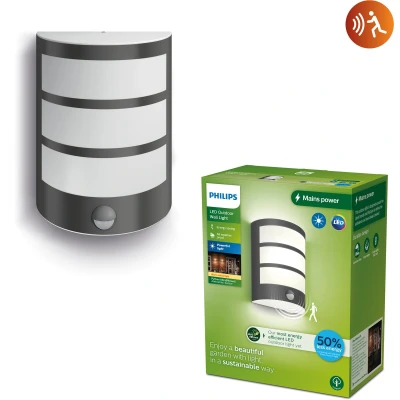 Afbeelding van Philips Python 8720169269194 LED buitenlamp met bewegingsmelder (wand) 3.8 W Antraciet