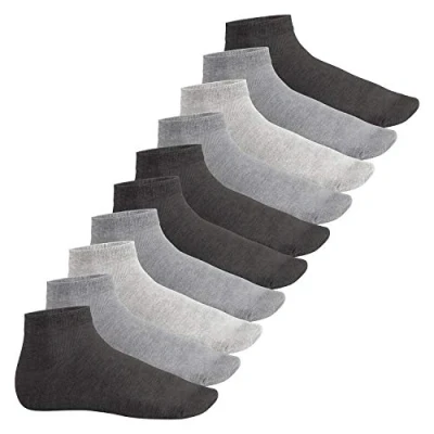 Afbeelding van Footstar sokken voor heren en dames met korte schacht (10 paar) Quarter van katoen Sneak it, Classic Grey, 47 50 EU