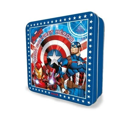 Image de Marvel Avengers coffret métal Disney Mon héros 1 livre de coloriage, 6 petits crayons, des stickers métallisés, tattoos 4 papertoys