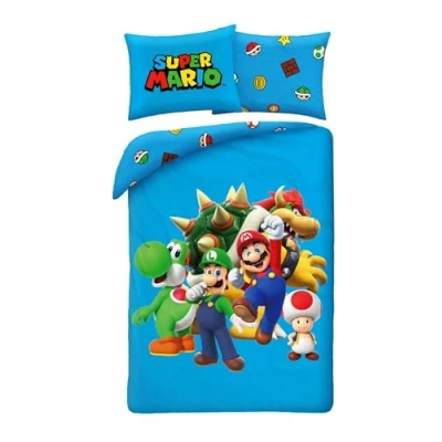 Afbeelding van Super Mario Dekbedovertrek Blauw Polyester 140 x 200 cm 70 90