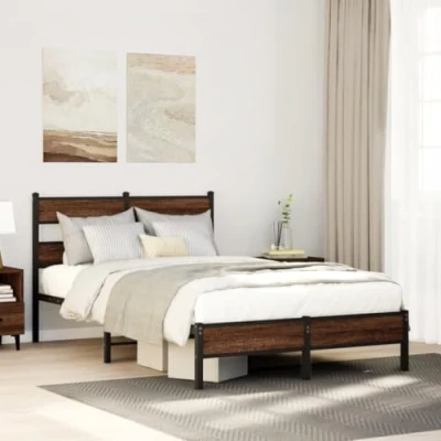 Afbeelding van Bedframe bewerkt hout bruineikenkleurig 120x200 cm
