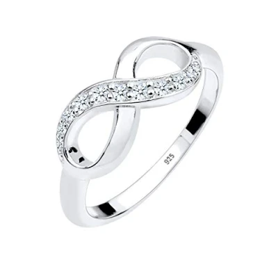 Afbeelding van Elli PREMIUM Dames Ring Oneindigheidssymbool met Diamant (0.125 ct.) Liefde in 925 Sterling Zilver