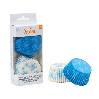 Afbeelding van Cupcake Cups Sneeuwvlokken Ø50x32(h) mm 36 stuks
