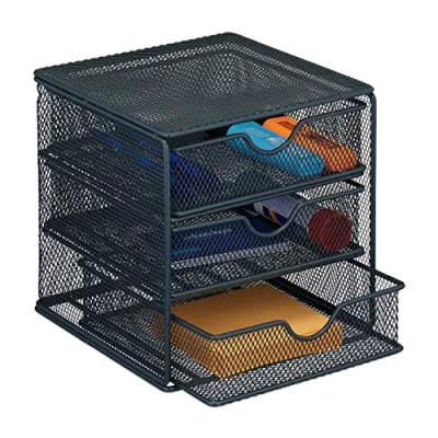 Afbeelding van Relaxdays bureau organizer 3 lades opbergbox desk metaal antraciet