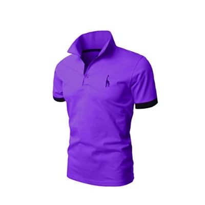 Afbeelding van Letuwj Poloshirt voor heren, korte mouwen, opstaande kraag, Paars.