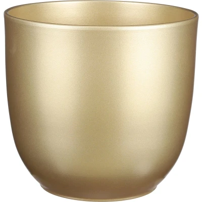 Afbeelding van Mica Decorations tusca ronde bloempot goud maat in cm: 23 x 25