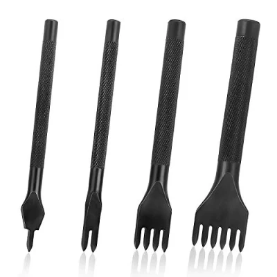 Afbeelding van QIMEI SHOP 4 mm DIY Perforator Gereedschap Naaien Staal Leer Gat Craft Veters Beitel Set 1/2/4/6 Tanden Stuks