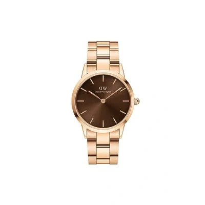 Afbeelding van Daniel Wellington Iconic LINK Amber 32MM ROSE GOLD, Brown Horloge, Maat: 36,