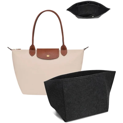Afbeelding van Umiup Handtas organizer met meerdere zakken, opvouwbare draagtas voor lange velden, vrouwen en meisjes, donkergrijs, L
