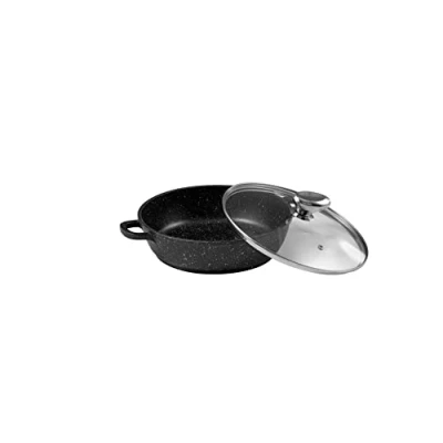 Afbeelding van Facon Stone Slowcooker met deksel glas/gietijzer aluminium zwart 24 cm PRADEL