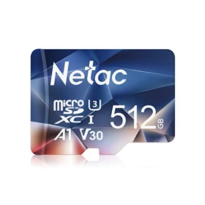 Afbeelding van Netac 512 GB Micro SDXC geheugenkaart 100/30 MB/s voor switch, camera, smartphone, PS Vita, PS4 Pro, Go Pro (UHS 1 V30 A1 U3 4K UHD)