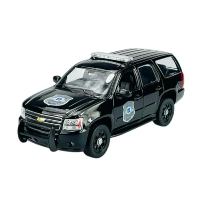 Afbeelding van Welly Chevrolet Tahoe Politie Zwart 2008 ca. 1/24 Metalen automodel