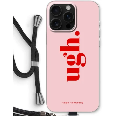 Afbeelding van Case Company® hoesje met Koord geschikt voor iPhone 16 Pro Max Ugh Telefoonhoesje Zwart Bescherming aan alle Kanten en Over de Schermrand