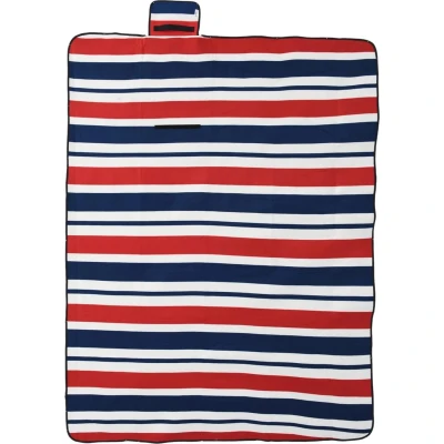 Afbeelding van vidaXL Picknickkleed opvouwbaar strepen 200x150 cm fluweel blauw rood