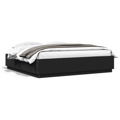 Afbeelding van vidaXL Bedframe met LED verlichting bewerkt hout zwart 200x200 cm