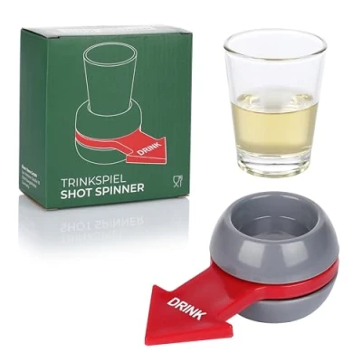 Afbeelding van FunX Shot Spinner partyspel grappig om de fles met borrelglas en pijl te draaien drinkspel, proefspel voor feestjes, jongensbijeenkomsten comfortabele bijeenkomsten