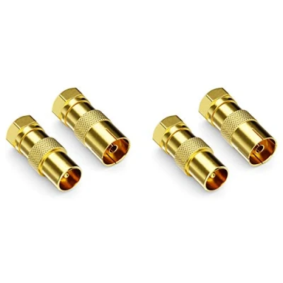 Afbeelding van deleyCON 4x Satellietkabel Adapter als Set F Stekker op 2x Antennestekker &amp; Antenneaansluiting Coaxiale Antenneconnector Koppeling voor Kabel Antennekabel