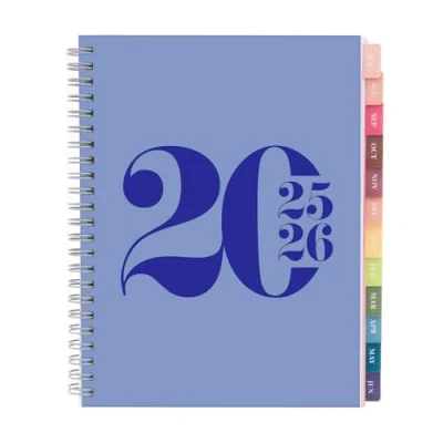 Afbeelding van Rileys Academische weekplanner 2024 2025, 18 maanden, typografisch, weekoverzicht, maandoverzicht, flexibele omslag, notitiepagina&#039;s, dubbele spiraalbinding, 20 x 15 cm (blauw, Duits)