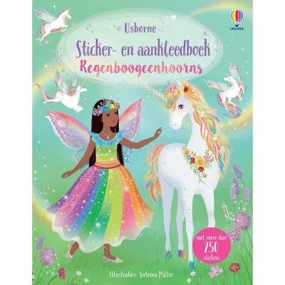 Afbeelding van Uitgeverij usborne sticker en aankleedboek regenboogeenhoorns