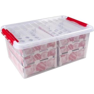 Afbeelding van Q line kerstballen Opbergbox 45L Trays voor 98 Transparant/rood
