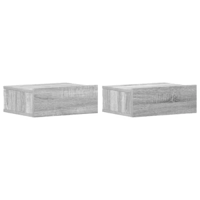 Afbeelding van vidaXL Zwevende nachtkastjes, 2 stuks, Sonoma, grijs, 40 x 30 15 cm