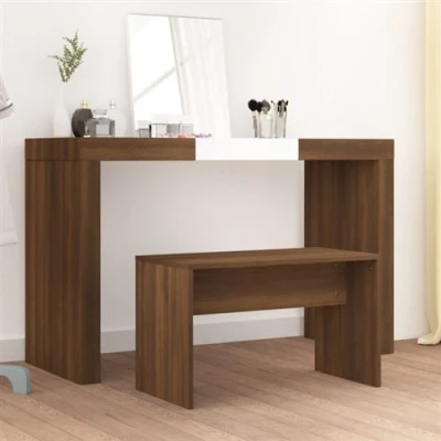 Afbeelding van Kaptafelkruk 70x35x45 cm bewerkt hout bruineikenkleurig