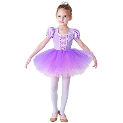 Afbeelding van Lito Angels Rapunzel Prinses Tutu Ballet Jurk voor Kinderen Meisjes, Turnpakje Dans Ballerina Kostuum Maat 5 6 jaar Blauw