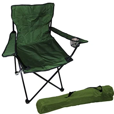 Afbeelding van Visstoel, campingstoel, opvouwbare visstoel met bekerhouder en tas, groen