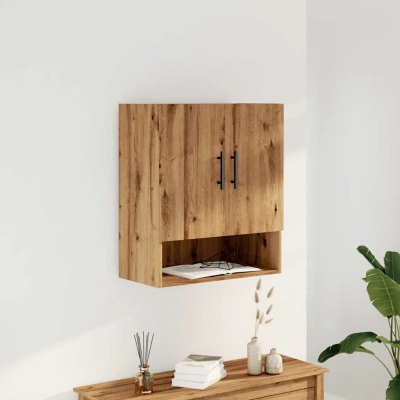 Afbeelding van Wandkast 60x31x70 cm bewerkt hout artisanaal eikenkleur