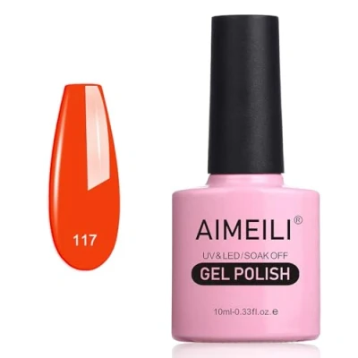 Afbeelding van AIMEILI Semi permanente nagellak zonder HEMA, 10 ml, uv, led, soak off, neonoranje (117)