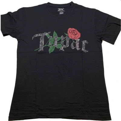 Afbeelding van Tupac Rose Logo Heren T shirt S Zwart