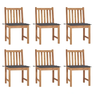 Afbeelding van Tuinstoelen 6 st met kussens massief teakhout