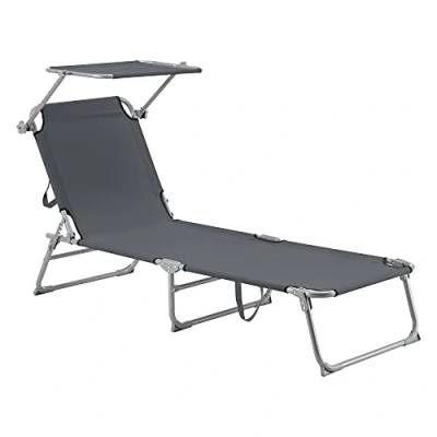 Afbeelding van Ligbed met luifel Getaria 189x57x28 cm 115 kg donkergrijs