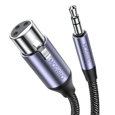 Afbeelding van MOSWAG microfoonkabel XLR naar 3,5 mm jack, aansluiting, TRS vrouwelijk 3 polig, gebalanceerde stereo (3,5 XLR) compatibel met luidsprekers