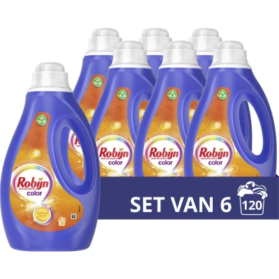 Afbeelding van 6 Flessen Robijn Color vloeibaar Wasmiddel (1 L) ActievandeDag.be Dagelijks De Beste Deals Korting Tot Wel 80%