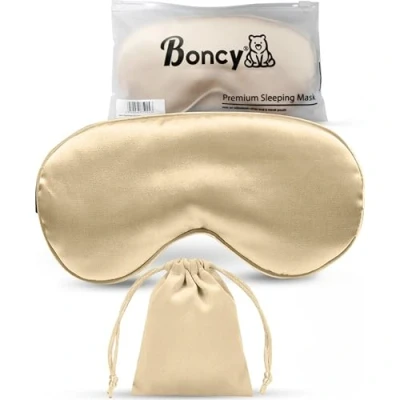 Afbeelding van Boncy Verstelbaar Zijde Slaapmasker met Opbergzakje Goud Oogmasker Slaapmaskers Vrouwen en Mannen