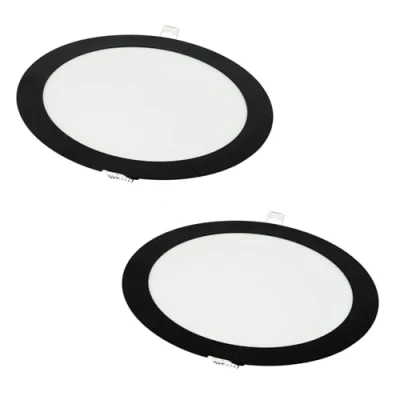 Afbeelding van Jandei Set van 2 ronde led inbouwspots, 1440 lm, binnen IP20, frame zwarte afwerking, uitsparing Ø 200 205 mm, extra plat 13 transformator inbegrepen (koud wit 6000 K)
