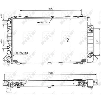 Afbeelding van NRF 50528 Radiateur Aluminium 595 358 32 Koelribben gesoldeerd AUDI: 80 B4 Saloon, Coupe B3, Avant