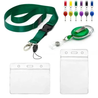 Afbeelding van Ckb ltd. Keykoord naambadge set met pashouder Groen