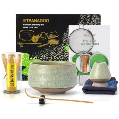Afbeelding van TEANAGOO Japans theeservies Matcha gardeset Bamboe Garde (Chasen) Schop (chashaku) Houder N6,