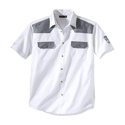 Afbeelding van ATLAS FOR MEN Herenhemd met korte mouwen in grote maten van M tot 5XL, Blauwe chambray details