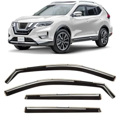 Afbeelding van CLIM ART Set van 4 autodeflectoren voor/compatibel met Nissan X Trail 2014 2021 luchtdeflector, autospoiler, insteekbaar