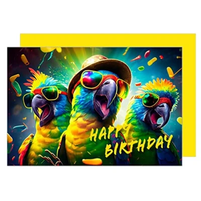 Afbeelding van Edition Seidel verjaardagskaart &quot;Happy Birthday&quot; wenskaart grappige coole voor mannen, vrouwen, tieners, jongens, meisjes, feesten, papegaai (G3502 SW023)