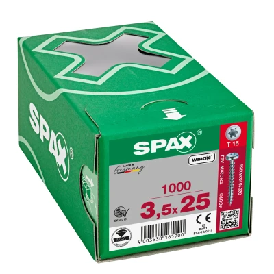 Afbeelding van Spax Spaanplaatschroef cilinderkop verzinkt T Star T15 3.5x25mm (per 1000 stuks)