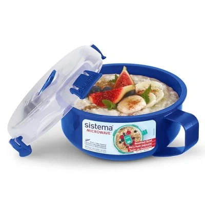 Afbeelding van Sistema Microwave Ontbijtschaal, magnetroncontainer rond met deksel, 850 ml, BPA vrij, verschillende kleuren, 1 stuk