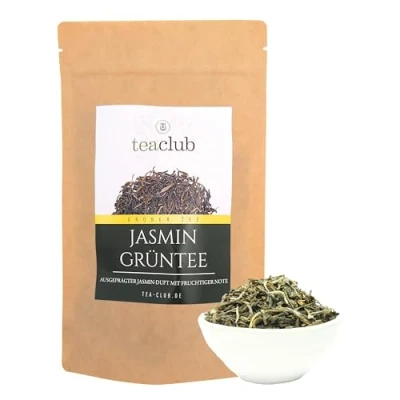 Afbeelding van TeaClub Green Tea 100 g groene thee gearomatiseerd met echte jasmijnbloesems